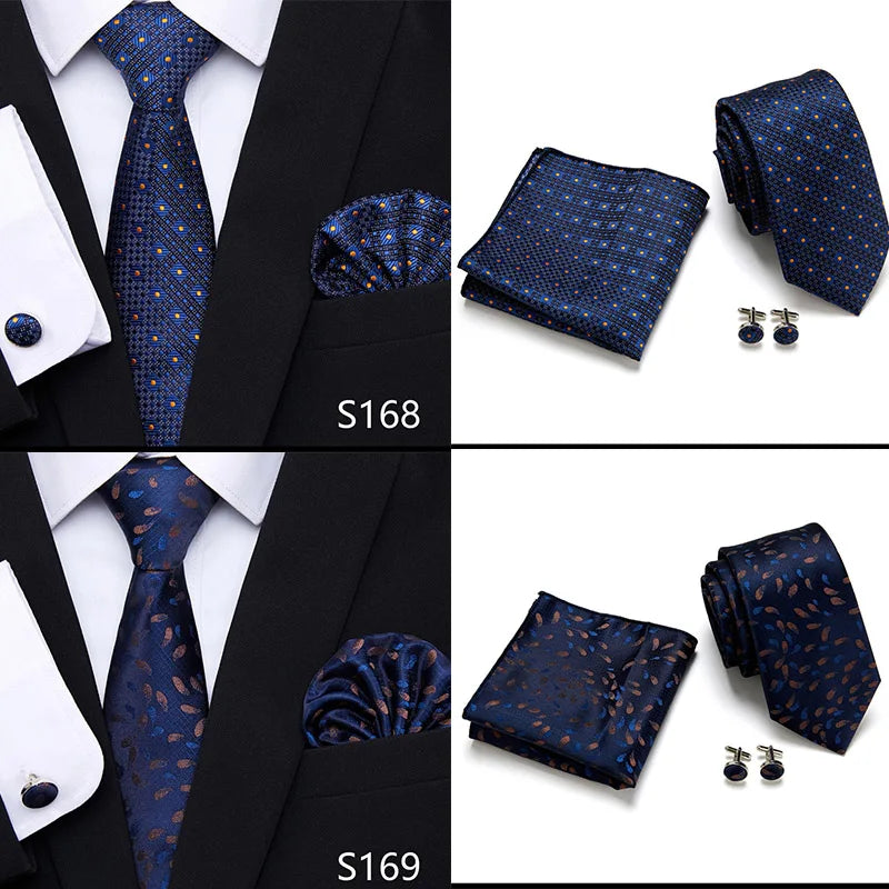 Newest style Green Tie For Men Holiday Present Tie Pocket Squares Set Necktie Striped Wedding Accessories Man
