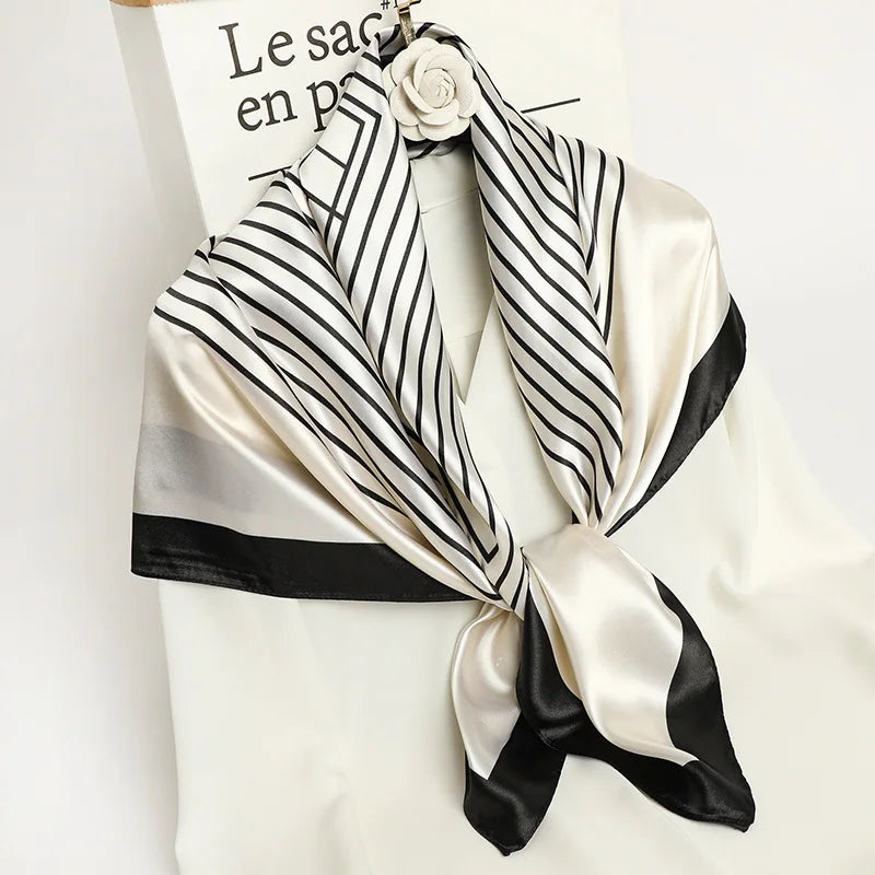 90X90CM Schals Frauen Drucken Haar Hals Quadrat Seide Schal Büro Damen Schal Bandana Taschentuch Kopftuch Foulard Weibliche Wraps