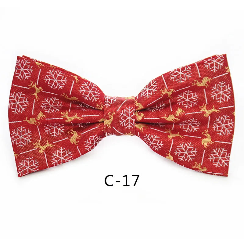 JEMYGINS Christmas Bow Ties for Mens Shirt Snowflake Christmas Tree Pattern Men Silk Bow Tie Christmas Party Gift
