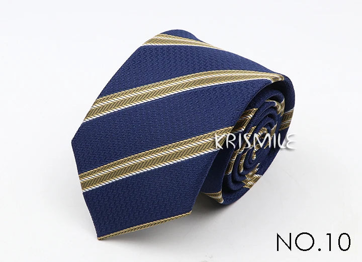 Nouvelle cravate classique à rayures et pois pour homme, jacquard, 7 cm, en polyester, étroite, slim, pour mariage, marié, affaires, costume, chemise, cadeau