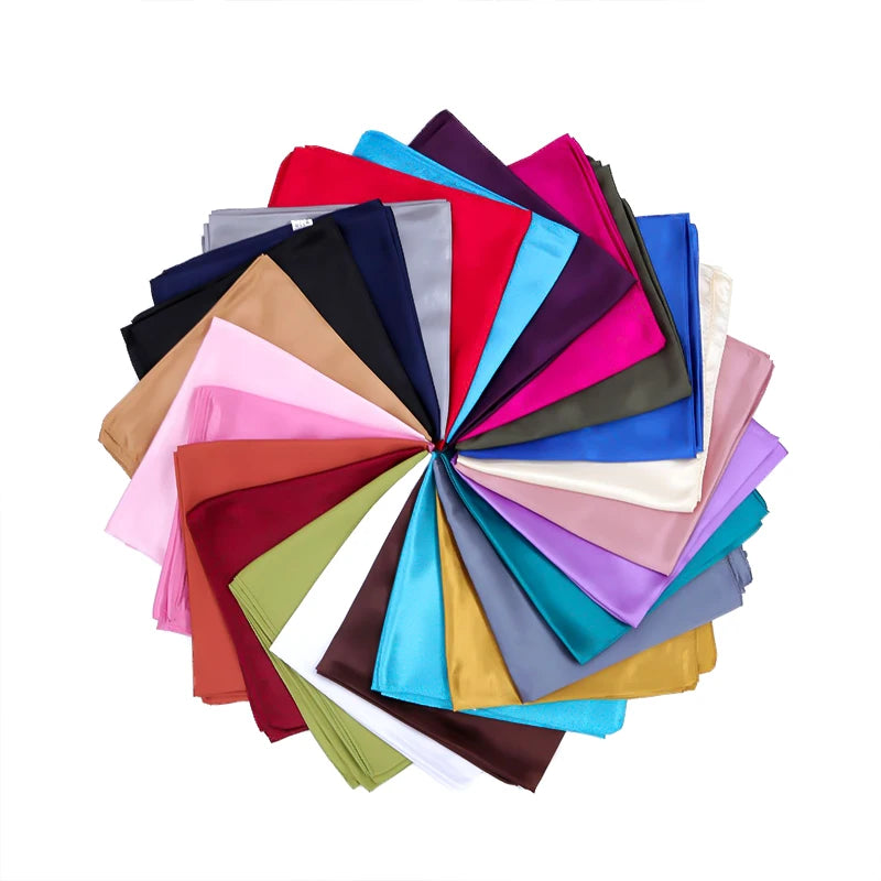 Foulard carré en soie de haute qualité 90 x 90 cm pour femme, châle uni, pour le bureau, pour les cheveux, pour le cou, pour musulmane, en Inde