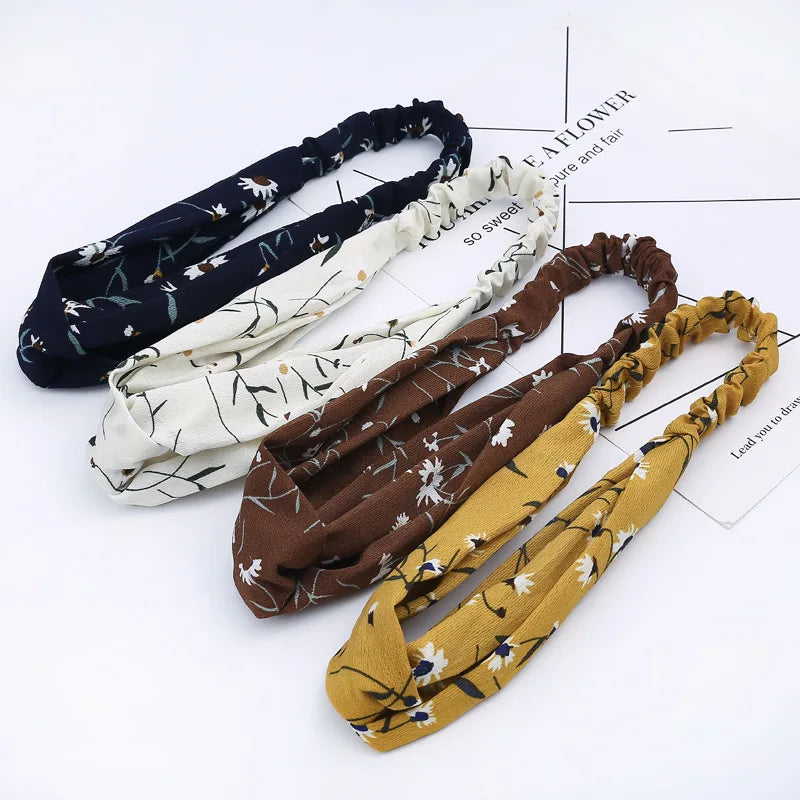 2020 Fashion Bohemian Headband Print Hairbands For Women Girls Vintage Cross Knot Turban Bandanas Headwear Hair Accessories