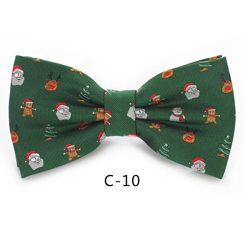 JEMYGINS Christmas Bow Ties for Mens Shirt Snowflake Christmas Tree Pattern Men Silk Bow Tie Christmas Party Gift