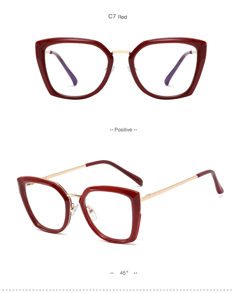 Blue Light Blocking Glasses Frame Women Fashion Eyewear Prescription UV400 Stylish Female Optical Spectacles Anti-Reflective