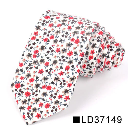 Nouvelle cravate florale pour hommes et femmes, cravate fine en coton pour mariage, cravates décontractées pour hommes, costumes classiques, cravates à imprimé floral