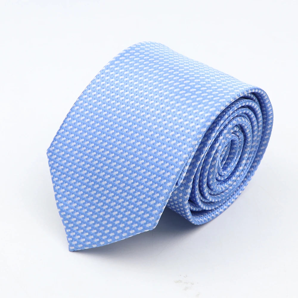Nouvelle cravate classique à rayures et pois pour homme, jacquard, 7 cm, en polyester, étroite, slim, pour mariage, marié, affaires, costume, chemise, cadeau