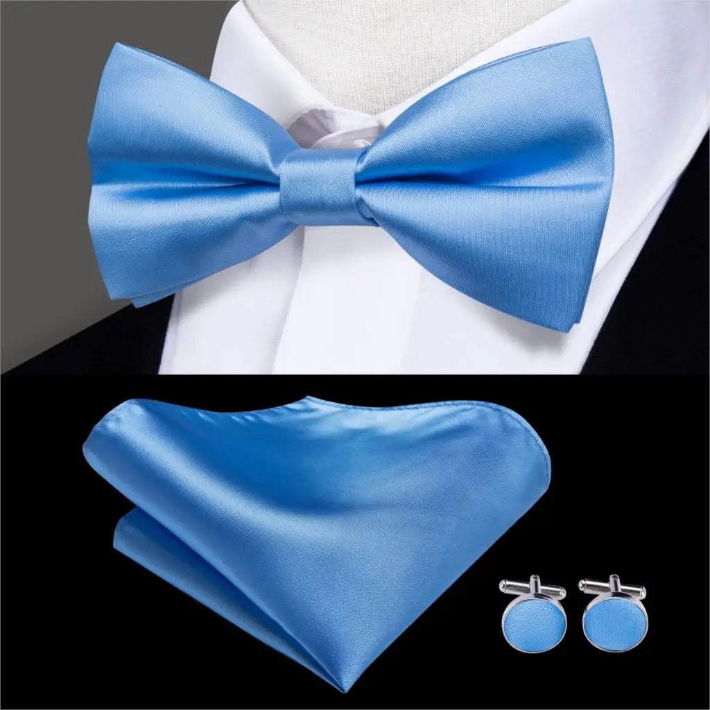 Hi-Tie Nœuds papillon verts de Noël pour hommes Cravate papillon en soie Ensemble de boutons de manchette et mouchoirs pour fête de mariage Nœud papillon uni à carreaux cachemire