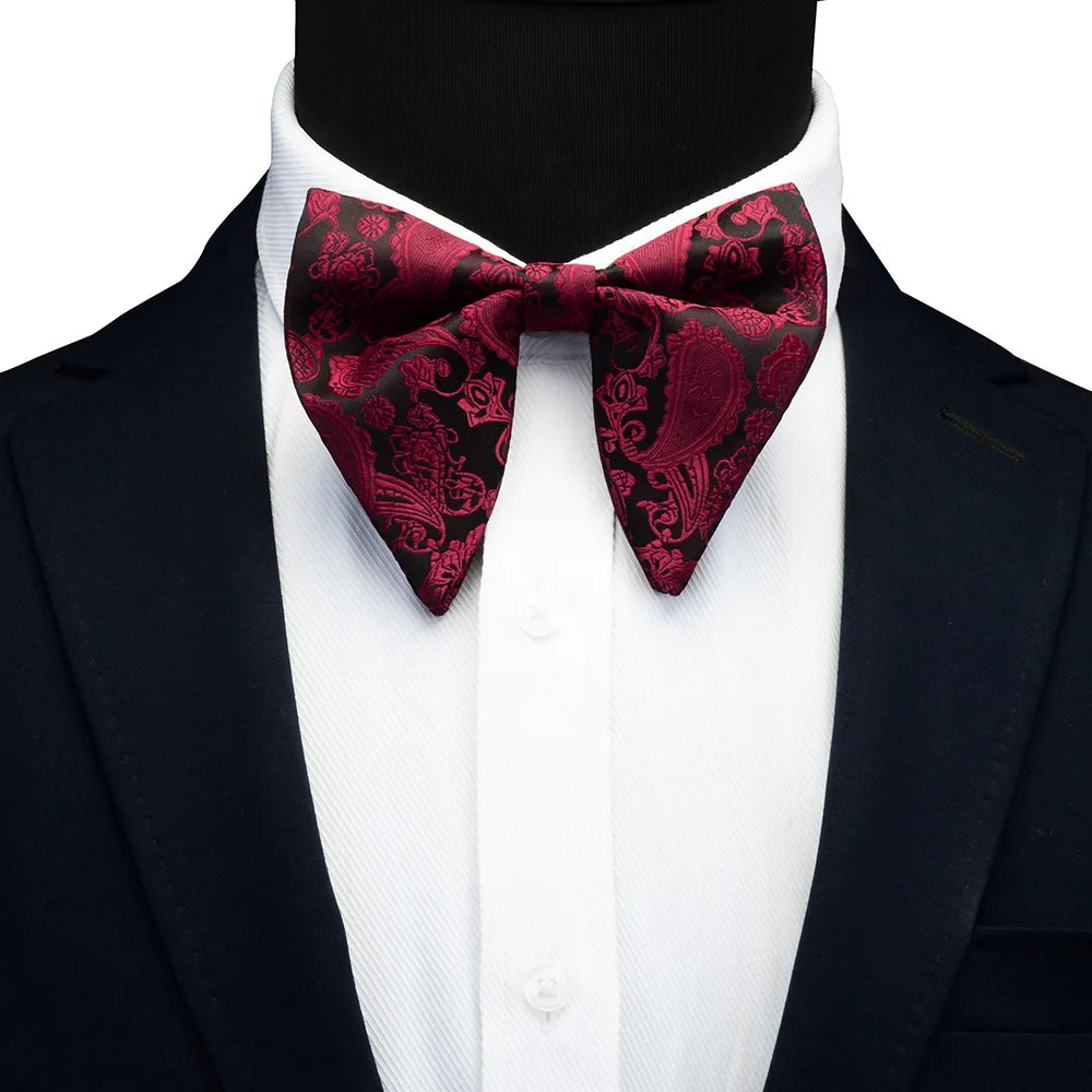 GUSLESON Ensemble de boutons de manchette et pochette pour homme, motif cachemire, bleu, rouge et jaune, avec boîte cadeau, cravate de mariage en soie pour homme