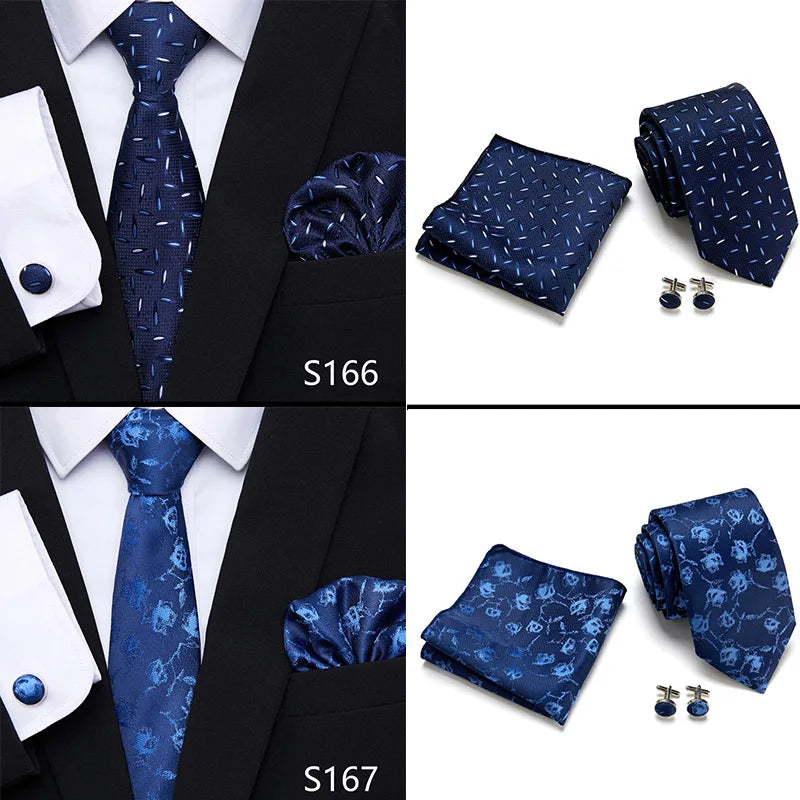 Newest style Green Tie For Men Holiday Present Tie Pocket Squares Set Necktie Striped Wedding Accessories Man