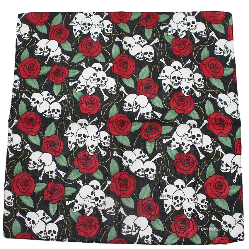Foulard carré bandana tête de mort 100 % coton, foulard carré style hip-hop, sport, cachemire, vélo, foulard pour femme, pour le cou