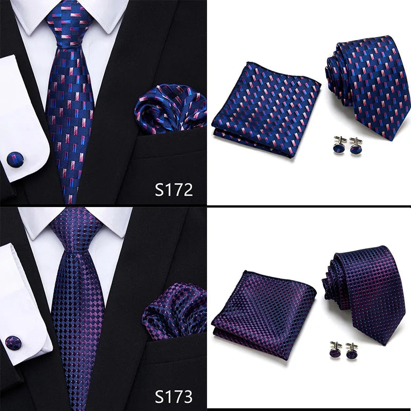 Newest style Green Tie For Men Holiday Present Tie Pocket Squares Set Necktie Striped Wedding Accessories Man