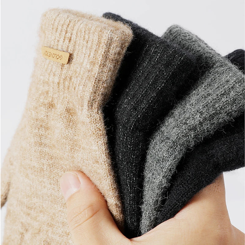 Herren Winter Warme Arctic Fleece Strickhandschuhe Touchscreen Warme Anti-Rutsch-Reithandschuhe am Handgelenk Winddichte hochelastische Wollhandschuhe Damen