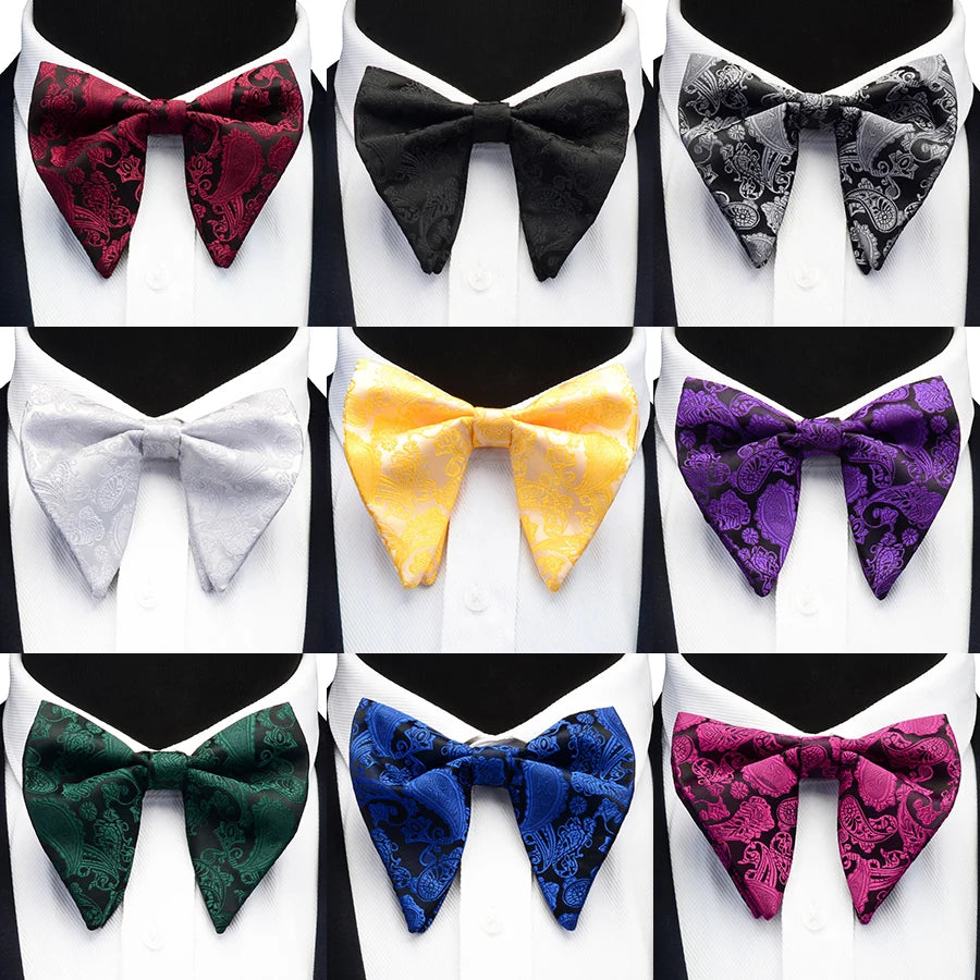 GUSLESON Fashion Paisley Bow Tie For Men Women Classic Big Bowtie For Party Wedding Bowknot Adult Mens Bowties Cravats Red Tie