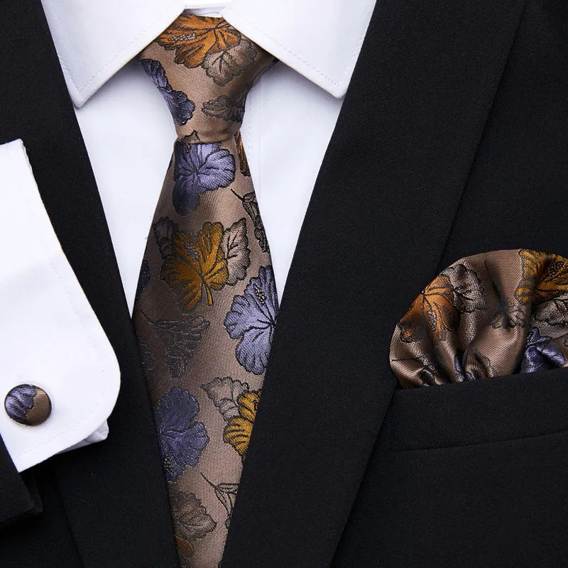 Newest style Green Tie For Men Holiday Present Tie Pocket Squares Set Necktie Striped Wedding Accessories Man