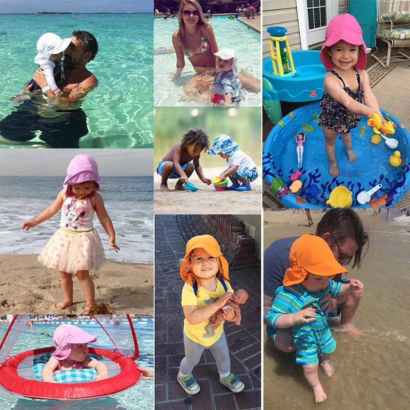 Summer Baby Sun Hat for Girls Boys Outdoor Travel Beach Quick-Dry Hats UV Protection Bucket Caps Adjustable Breathable Mesh Cap