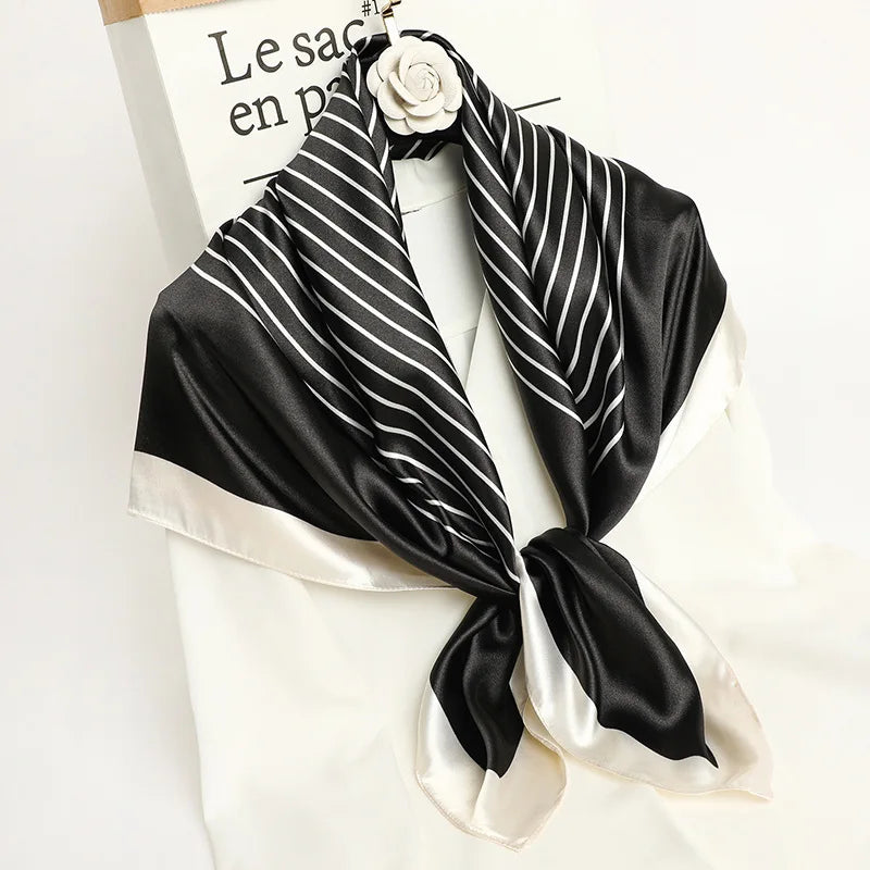 90X90CM Schals Frauen Drucken Haar Hals Quadrat Seide Schal Büro Damen Schal Bandana Taschentuch Kopftuch Foulard Weibliche Wraps