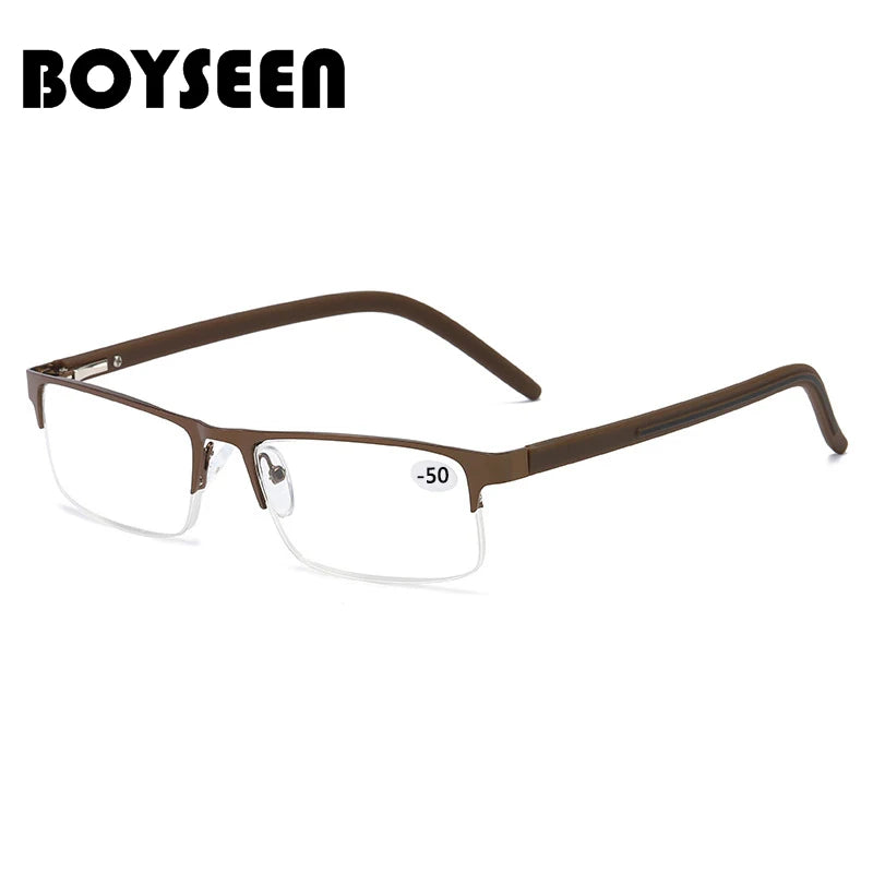 BOYSEEN Titanium alloy Nearsighted Glasses Non spherical 12 Layer Coated Minus lenses Business Myopia Eyeglasses -0.5 -1.0 -1.25