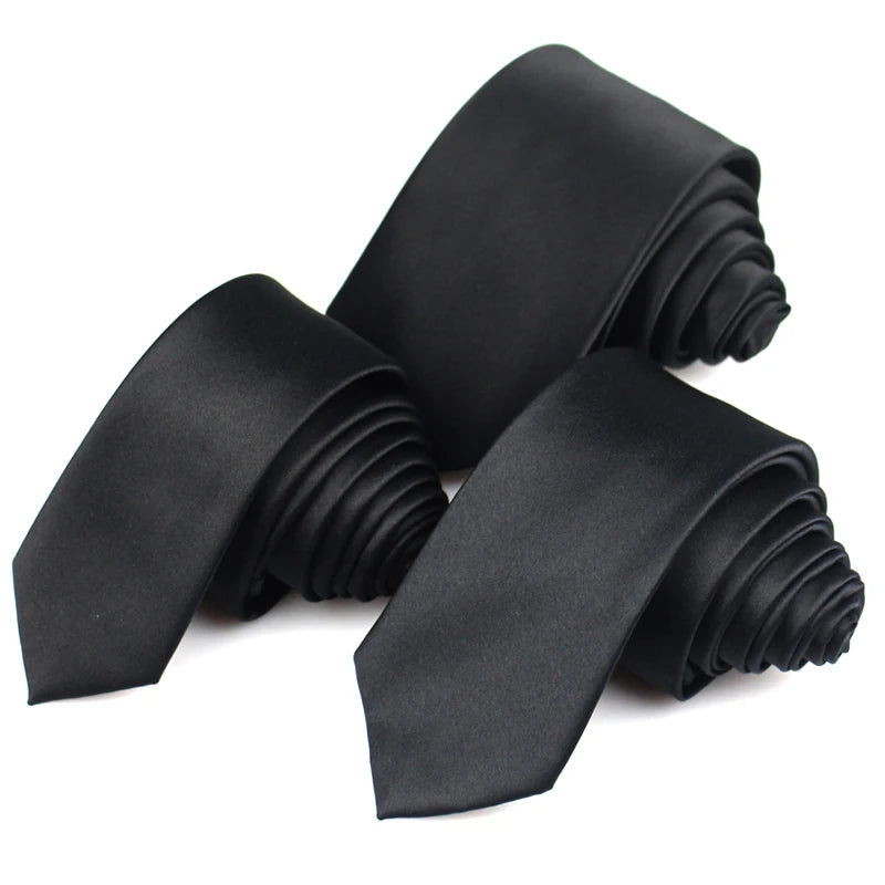 Cravates noires pour hommes et femmes, costumes décontractés, cravates unies, cravates fines pour hommes, pour affaires, mariage, cravates fines pour hommes