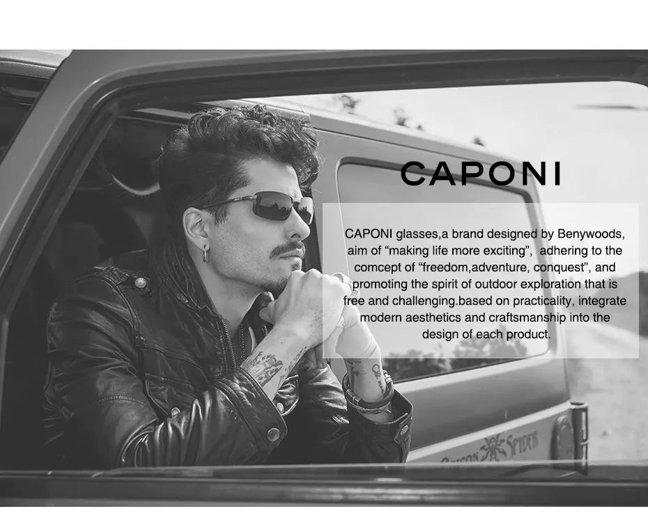CAPONI Original Designer Men Glasses Frames Pure Titanium Business Eyewear Anti Blue Light Multifunctional Frame Glasses J23615