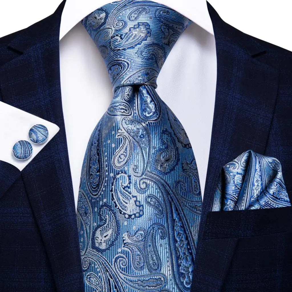 Cravate de mariage en soie à motif cachemire orange et argent pour homme, style créateur, avec boutons de manchette, style tendance, pour soirées d'affaires, livraison directe