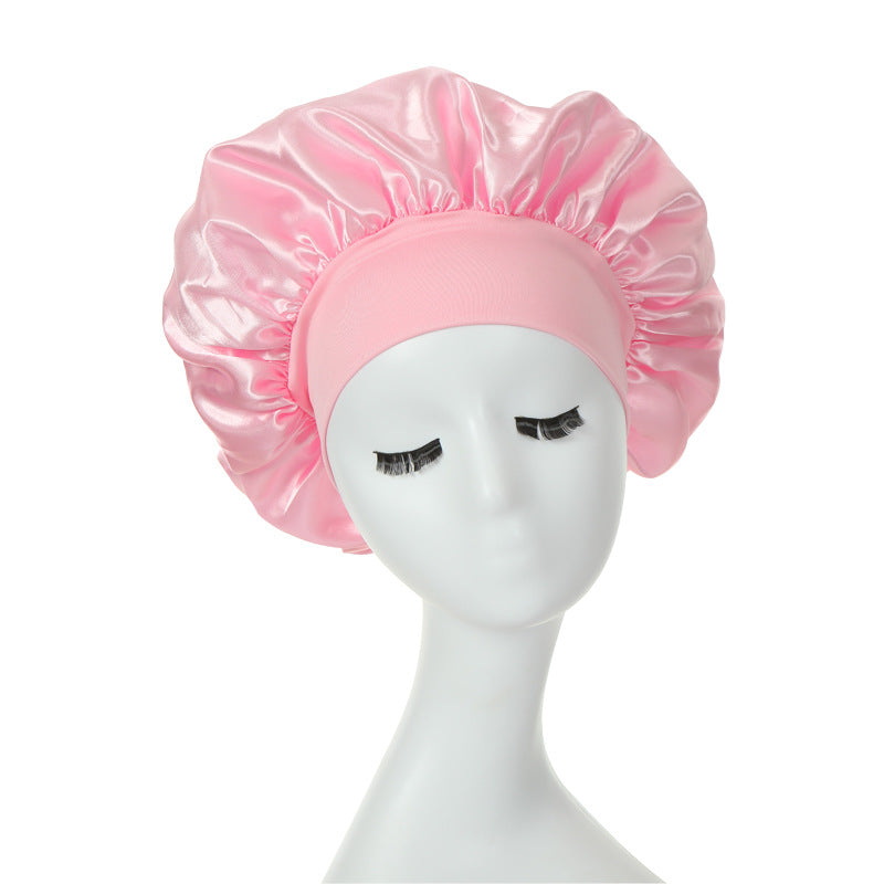 Women Satin Bonnet Spandex Wide Stretchy Band Bonnet Satin Cheveux Nuit Silk Sleeping Night Cap Bonnets for Women