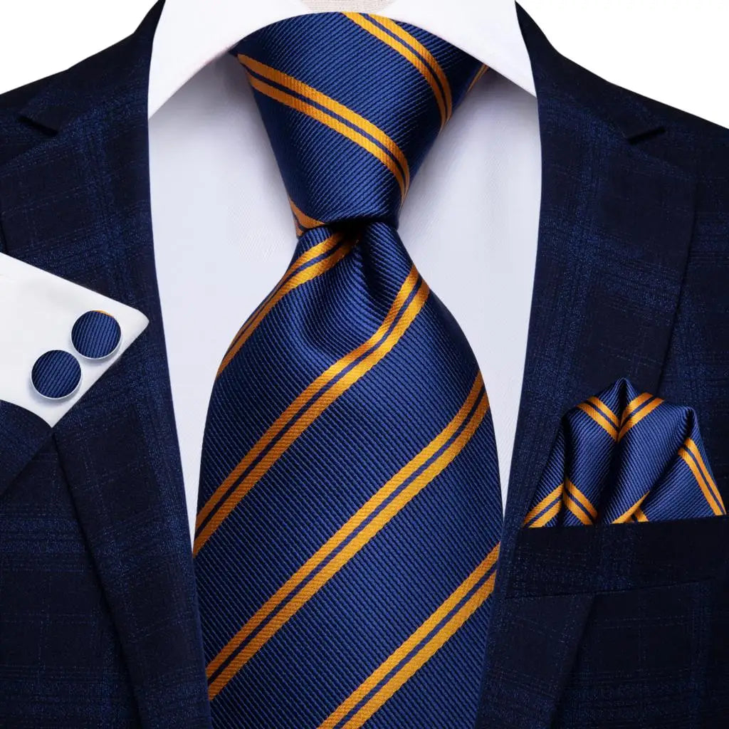 Cravate de mariage en soie à motif cachemire orange et argent pour homme, style créateur, avec boutons de manchette, style tendance, pour soirées d'affaires, livraison directe