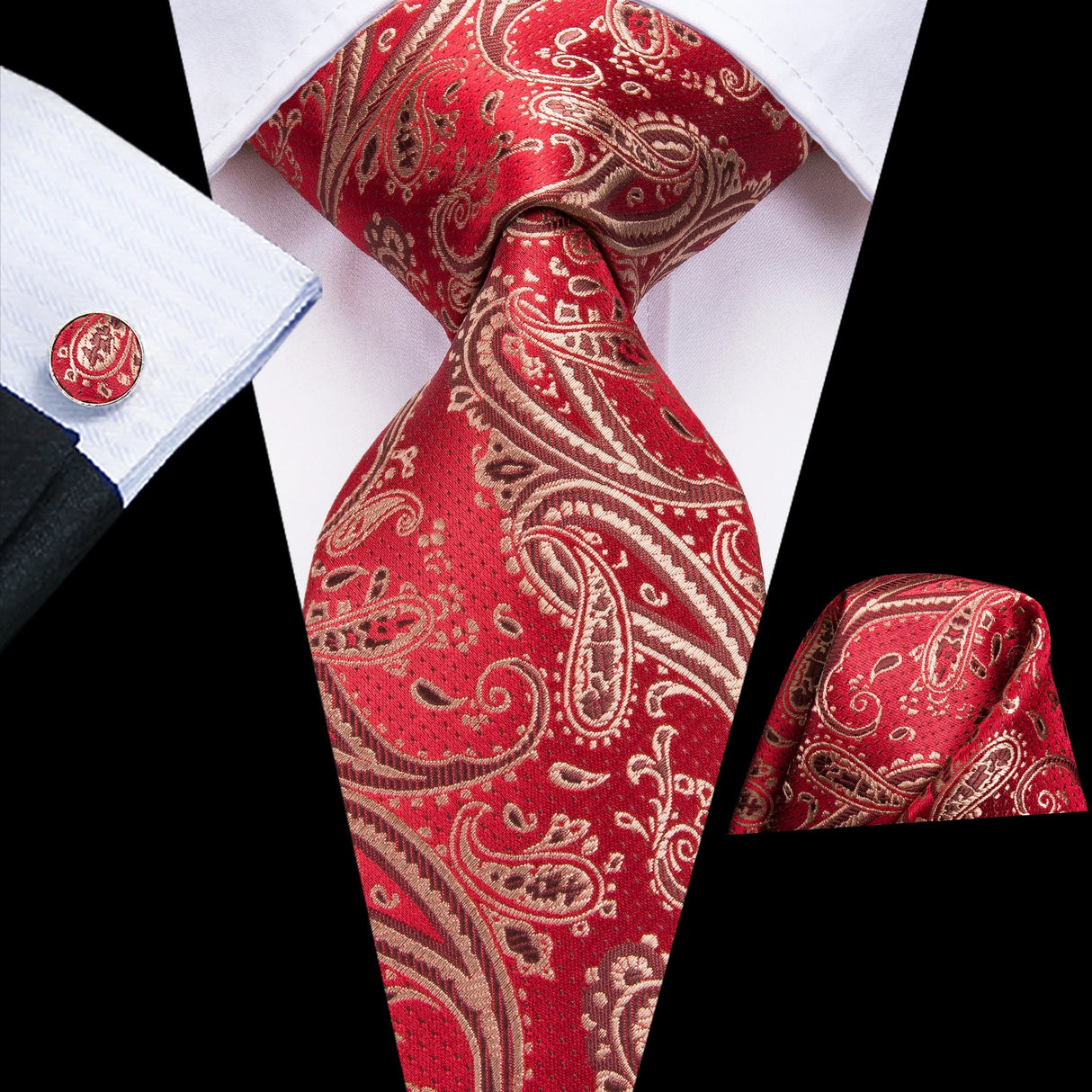 Hi-Tie Coffret cadeau cravate homme vin rouge bordeaux cachemire soie mariage cravate pour homme design tendance qualité mouchoir boutons de manchette livraison directe