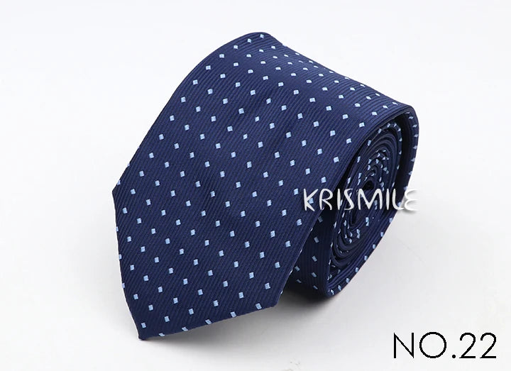 Nouvelle cravate classique à rayures et pois pour homme, jacquard, 7 cm, en polyester, étroite, slim, pour mariage, marié, affaires, costume, chemise, cadeau