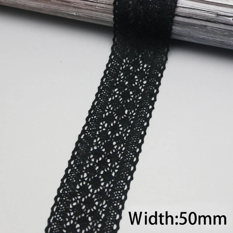 (5Meter/roll) White Cotton Embroidered Lace Net Ribbons Fabric Trim DIY Sewing Handmade Craft Materials