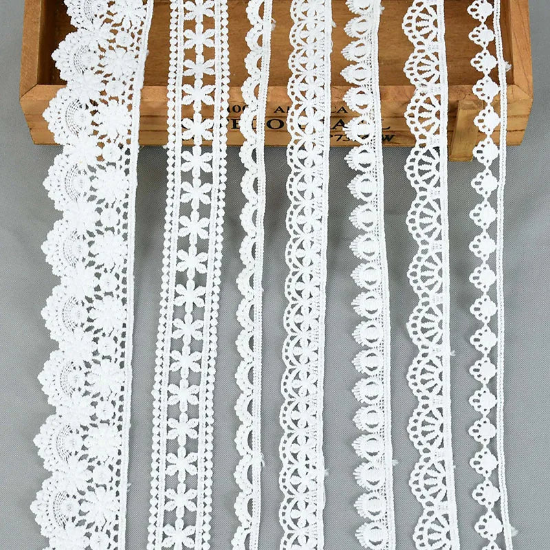 5Yards White Lace Trim Ribbon DIY Embroidered for Sewing Decoration Fabric Lace Ribbon Tape Handmade Craft Materials Net Ribbons