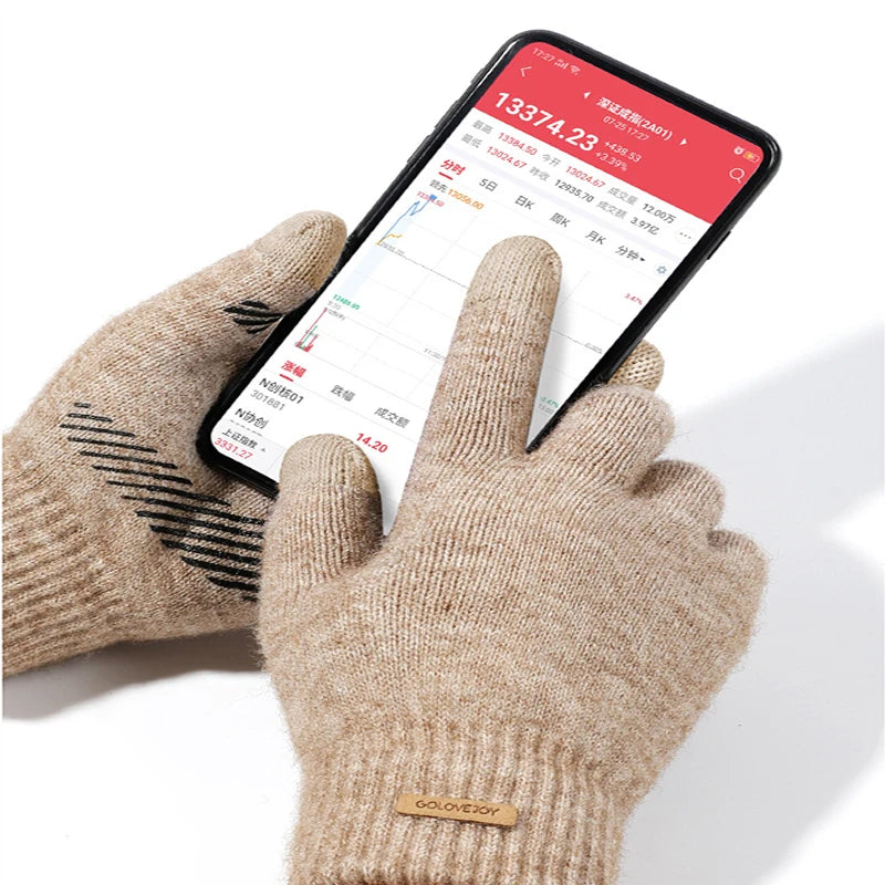 Herren Winter Warme Arctic Fleece Strickhandschuhe Touchscreen Warme Anti-Rutsch-Reithandschuhe am Handgelenk Winddichte hochelastische Wollhandschuhe Damen