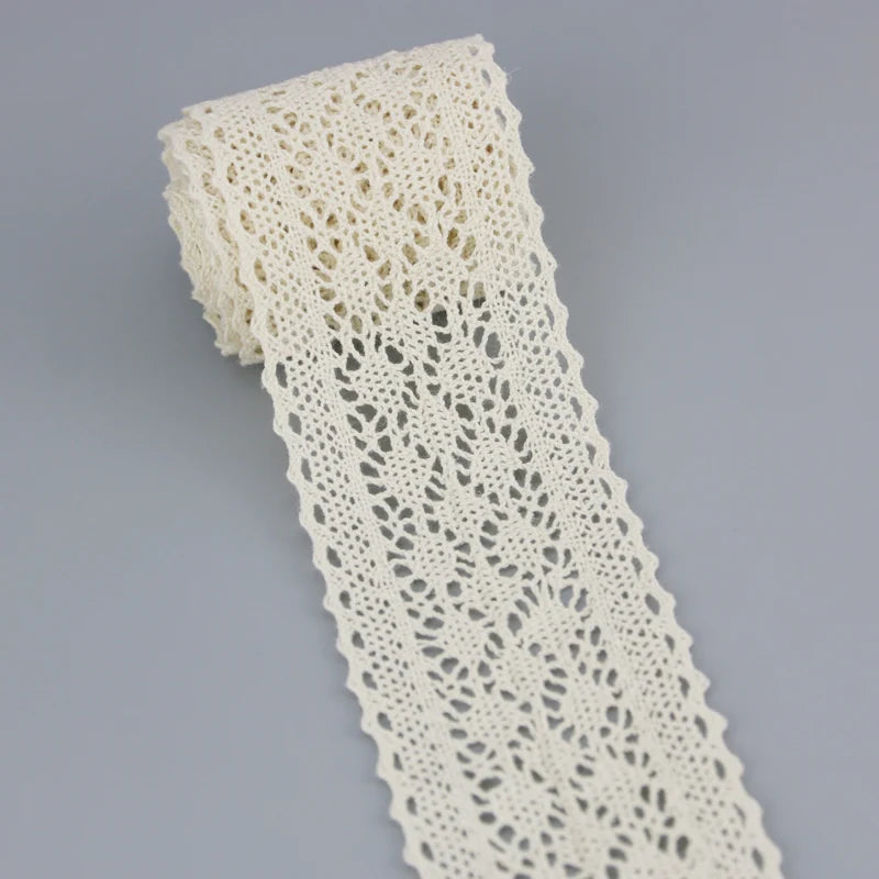 (5Meter/roll) White Cotton Embroidered Lace Net Ribbons Fabric Trim DIY Sewing Handmade Craft Materials