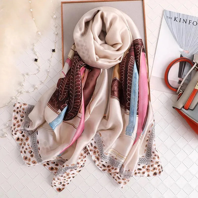 180*90cm Classic Summer Beach Prints Silk Scarves Female Shawl Women Foulard Cover-ups Wrap Bandanna Muffler Chiffon Hijab lady