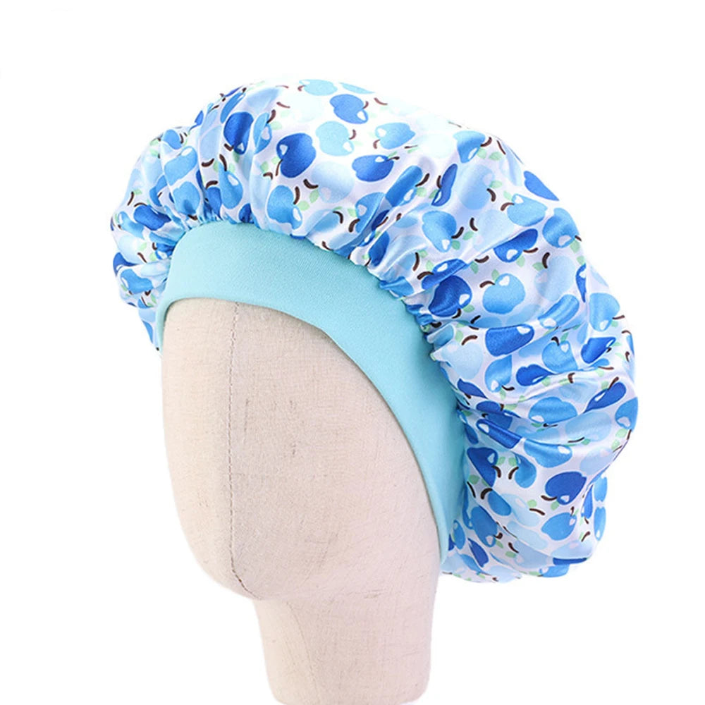Bonnet de nuit pour enfants et filles, imprimé floral, bonnet de nuit en satin, turban, bonnet de nuit pour enfants, bonnet de soins capillaires, bonnet de nuit
