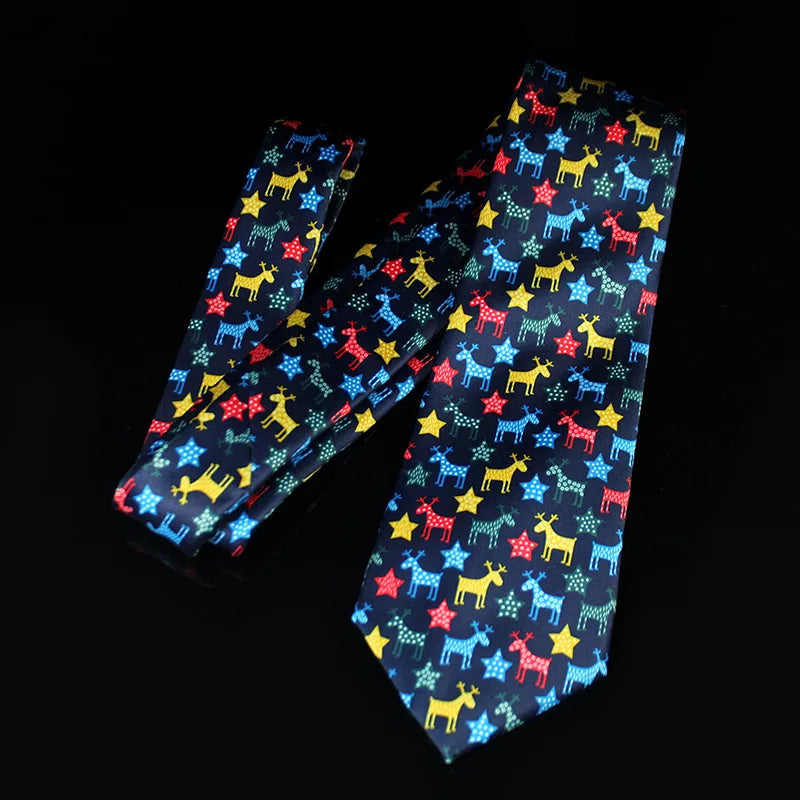 JEMYGINS Cravates de Noël pour hommes 9 cm en soie rouge de bonne qualité, ensemble de pinces à cravate imprimées pour fête, mariage, festival, cadeau