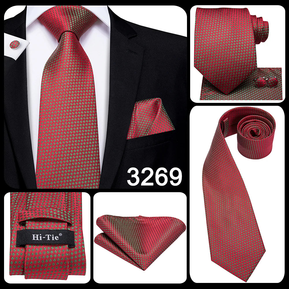 Hi-Tie Coffret cadeau cravate homme vin rouge bordeaux cachemire soie mariage cravate pour homme design tendance qualité mouchoir boutons de manchette livraison directe