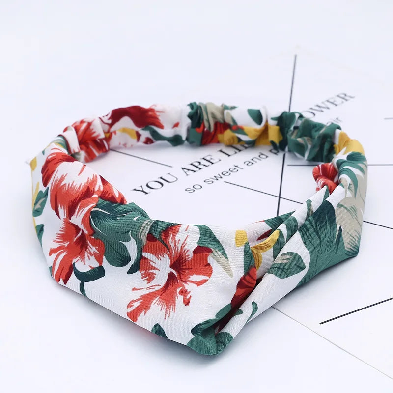 2020 Fashion Bohemian Headband Print Hairbands For Women Girls Vintage Cross Knot Turban Bandanas Headwear Hair Accessories