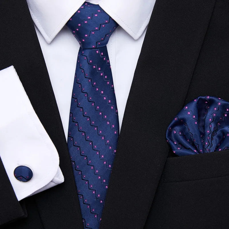 Newest style Green Tie For Men Holiday Present Tie Pocket Squares Set Necktie Striped Wedding Accessories Man