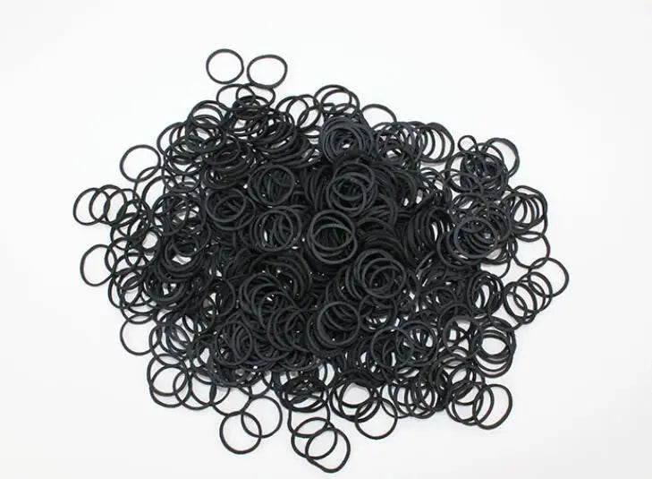 Mini élastiques noirs pour cheveux, 0,6 x 0,9 cm, pour fournitures de bureau, école, maison
