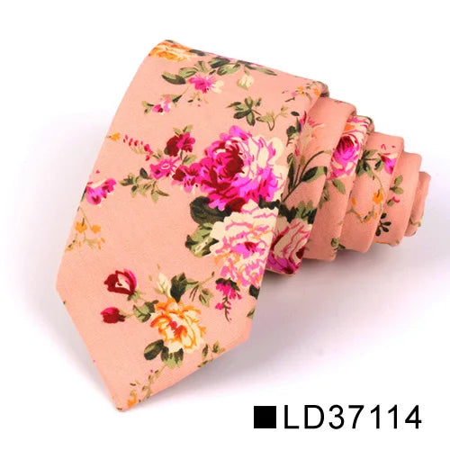 Nouvelle cravate florale pour hommes et femmes, cravate fine en coton pour mariage, cravates décontractées pour hommes, costumes classiques, cravates à imprimé floral