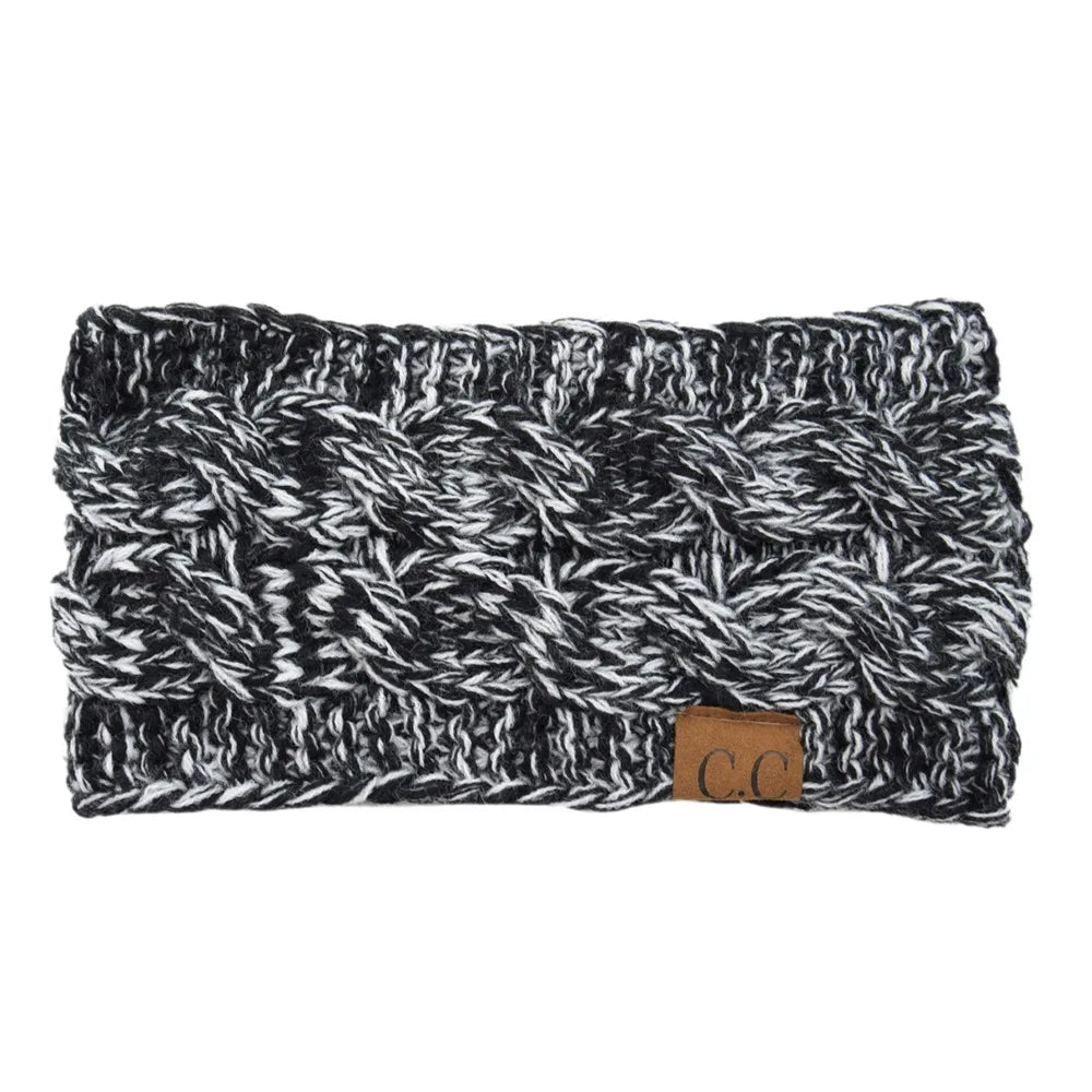2024 Fashion Bohemia Winter Warm Knitted Headband Hair Accessories Women's CC Wool Wide Hairband Stretch Solid Hairband Headwear