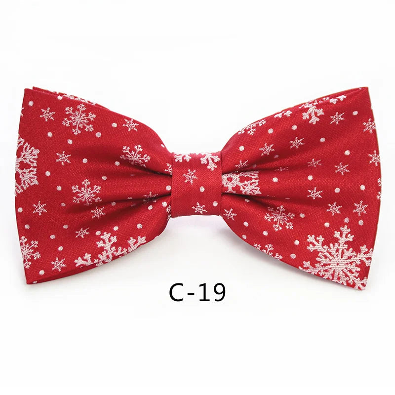 JEMYGINS Christmas Bow Ties for Mens Shirt Snowflake Christmas Tree Pattern Men Silk Bow Tie Christmas Party Gift