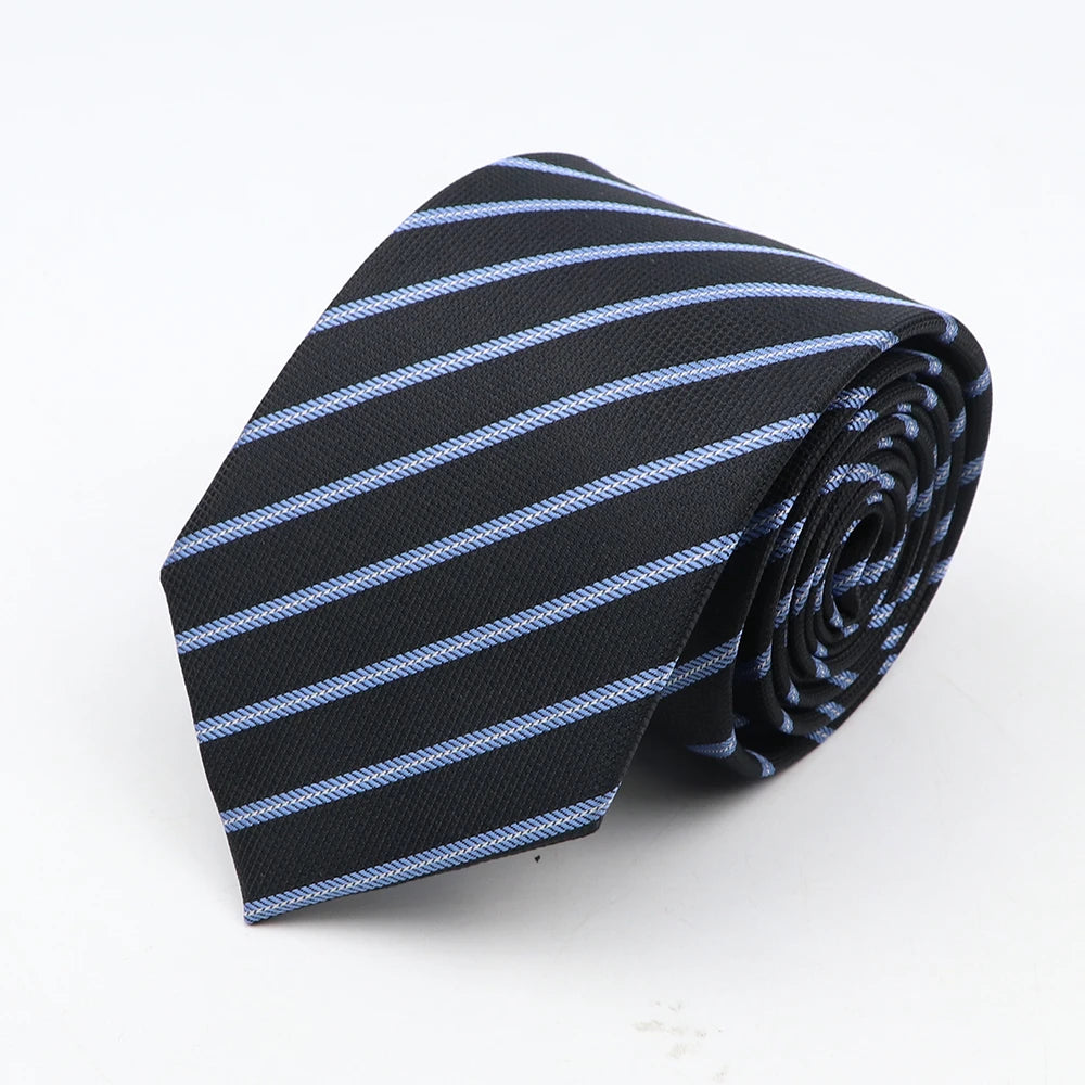 Nouvelle cravate classique à rayures et pois pour homme, jacquard, 7 cm, en polyester, étroite, slim, pour mariage, marié, affaires, costume, chemise, cadeau