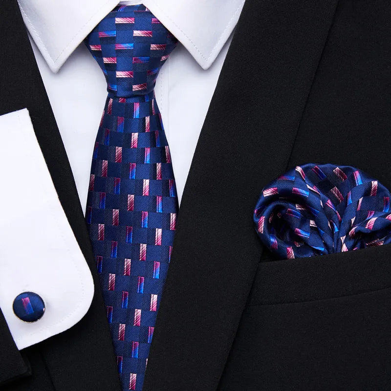 Newest style Green Tie For Men Holiday Present Tie Pocket Squares Set Necktie Striped Wedding Accessories Man