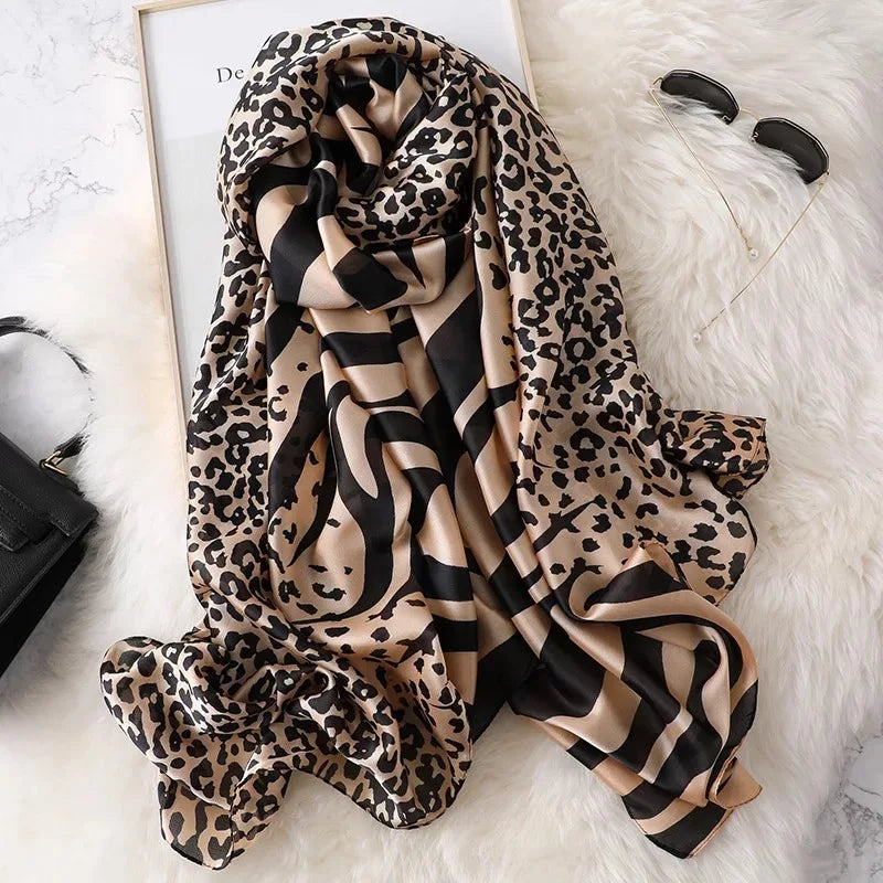 180*90cm Classic Summer Beach Prints Silk Scarves Female Shawl Women Foulard Cover-ups Wrap Bandanna Muffler Chiffon Hijab lady