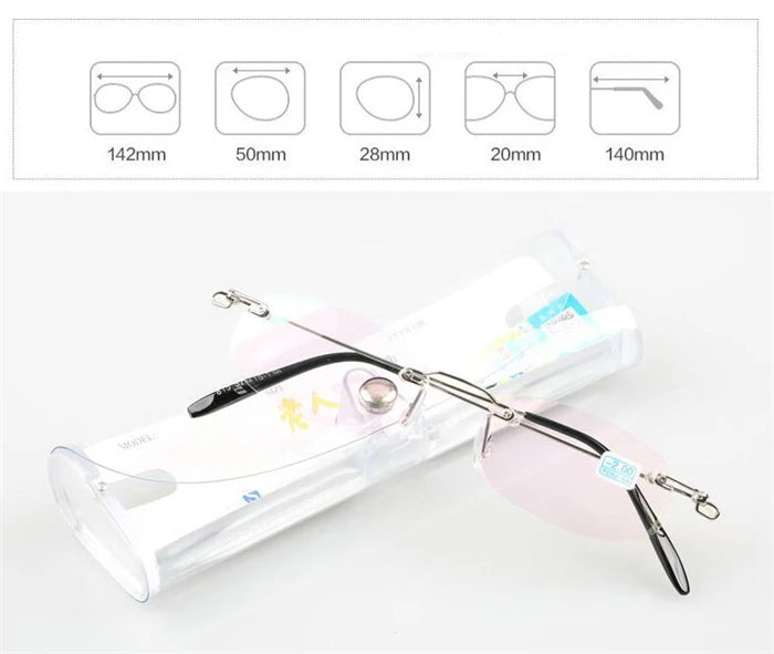 Frameless Nearsighted Glasses Finished Women Men Metal Leg Rimless Square Diopter Eyeglasses -1.0 -1.5 -2.0 -2.5 -3.0 -3.5 -4.0