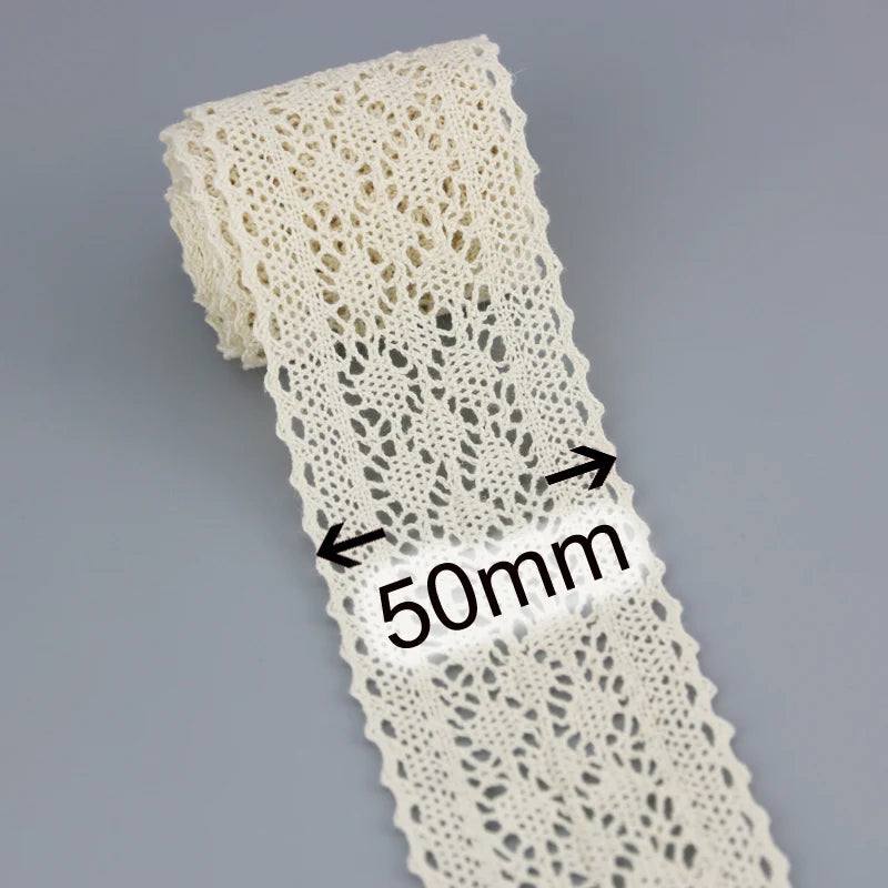 (5Meter/roll) White Cotton Embroidered Lace Net Ribbons Fabric Trim DIY Sewing Handmade Craft Materials
