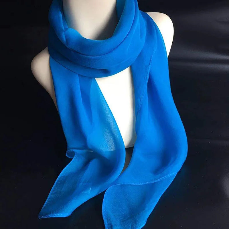Korean Solid Color Chiffon Square Silk Scarf 70x70CM Summer Sunscreen Thin Transparent Gauze Neck Protection Woman's Shawl P71