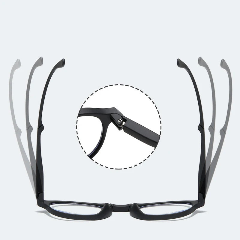 Fashion Design Blue Light Blocking Reading Glasses Men Women Folding Round Frame Presbyopic Eyeglasses with Case +1.0~4.0
