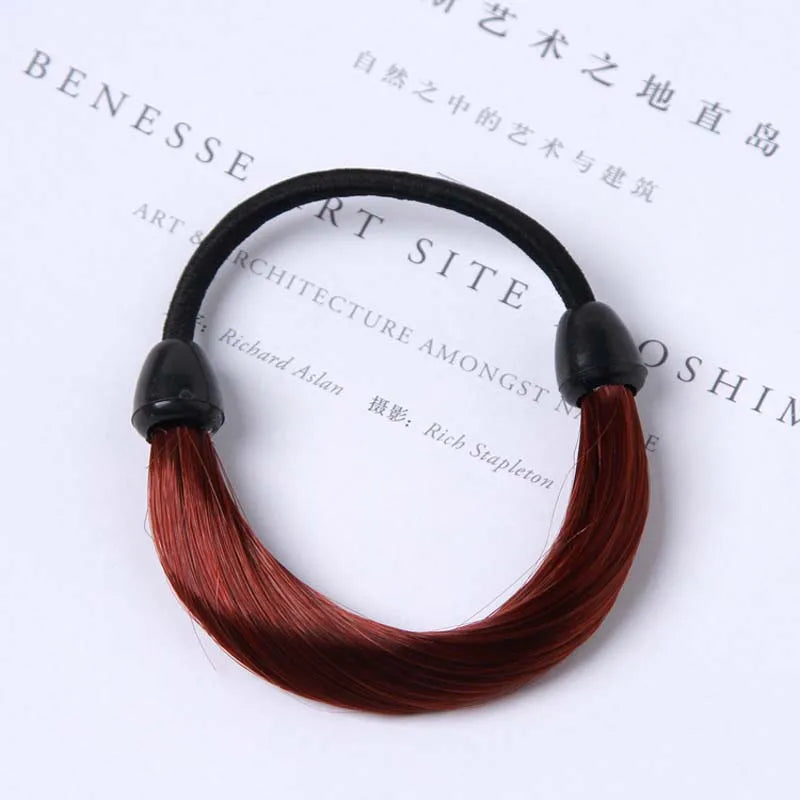 Rubber Band Made of Hair Simulation Wig Head Rope Fashion Wig Hair Rings Straight Hair Tie Ponytail High Elastic HairRope
